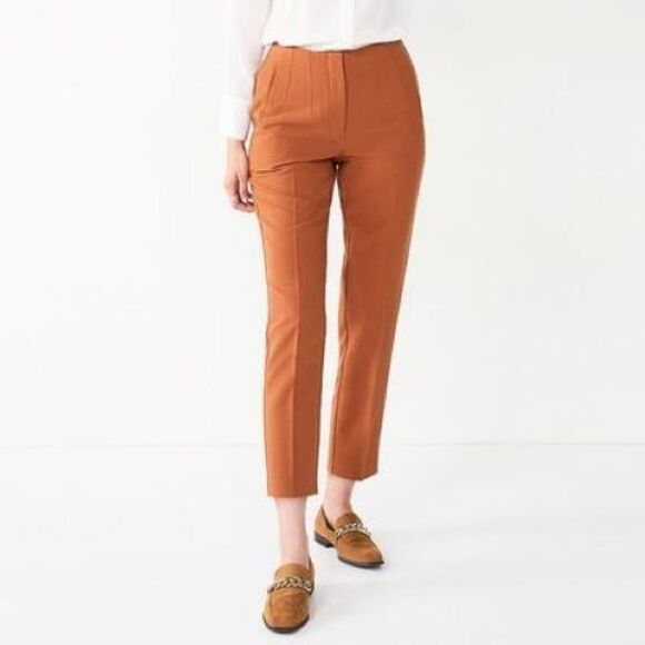 Nine West Pants - Nine West Curvy Tapered Ankle Dress Pants Womens 14 Brown Stretch Career NEW